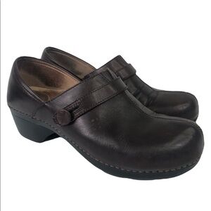 Dansko Brown Leather Slip On Clog Mule Shoes Size 11.5-12